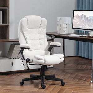 Reclining massage office chair, white