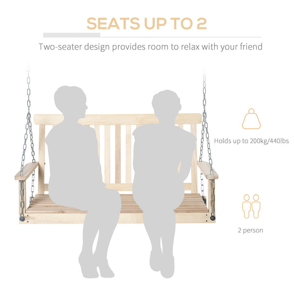 Hanging swing for 2 people made of wood