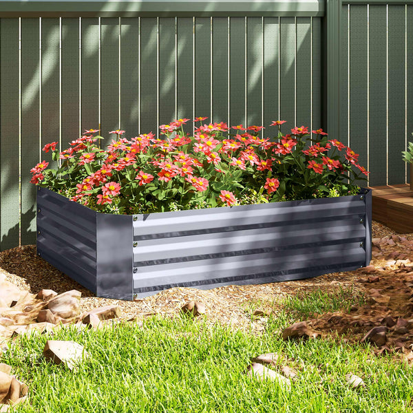 Galvanized raised planter, dark grey