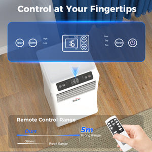 10,000 BTU Portable Air Conditioner with Cooling, Dehumidifier, and 2 Fan Speeds, White