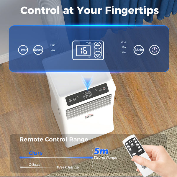 10,000 BTU Portable Air Conditioner with Cooling, Dehumidifier, and 2 Fan Speeds, White