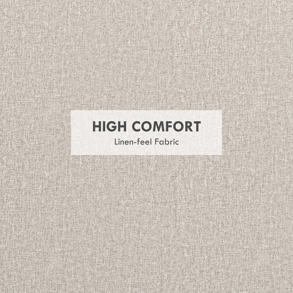 Round coffee table with hidden storage and linen upholstered top