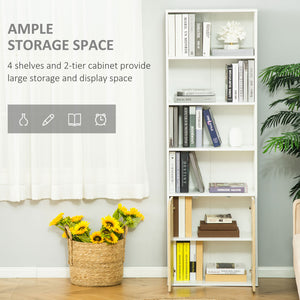 4-tier open bookcase with doors, oak