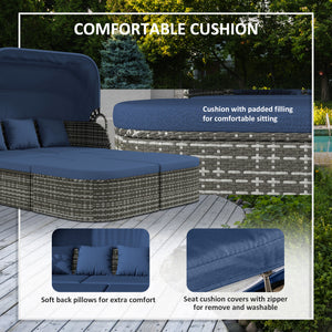 6-piece rattan patio set with canopy and lift-top coffee table