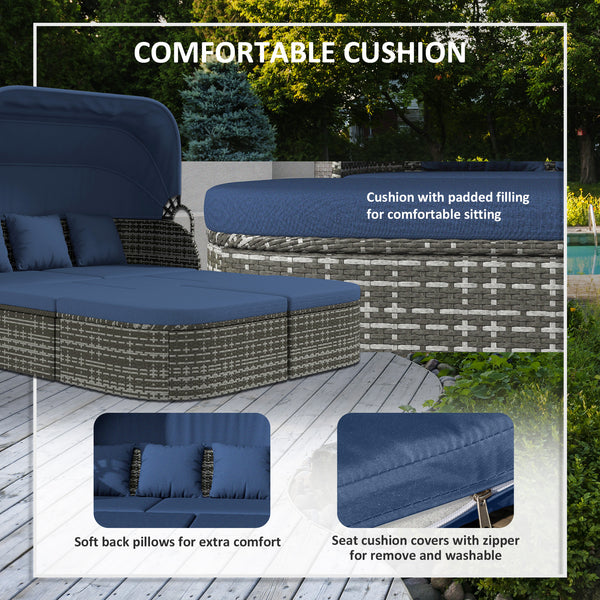 6-piece rattan patio set with canopy and lift-top coffee table