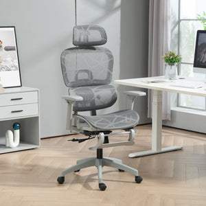 Mesh office chair with 3D armrests, grey