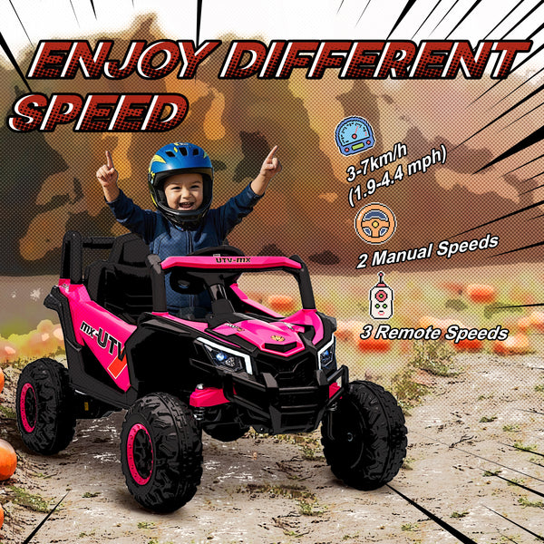 12V Electric Car with Remote Control, Battery Electric UTV with Spring Suspension, Pink