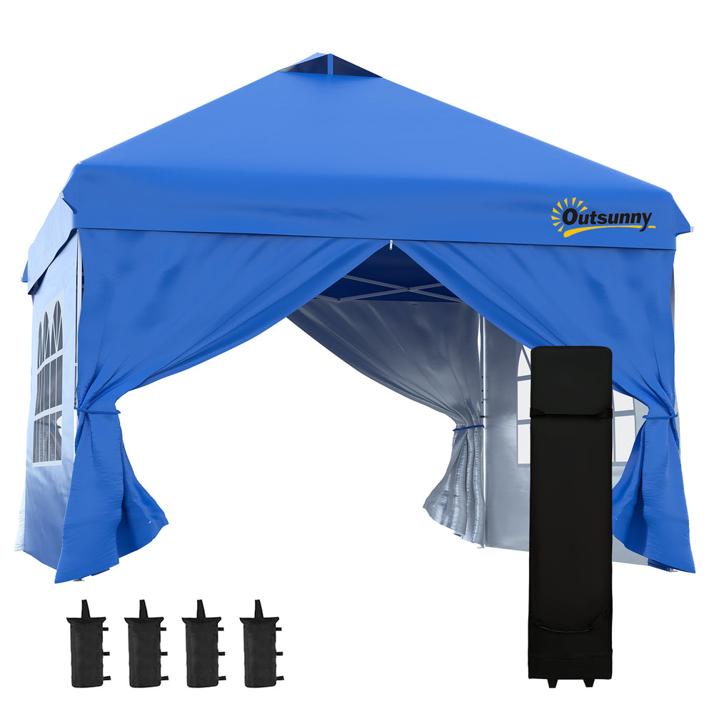 10 x 10 folding tent with wheeled carry bag, blue