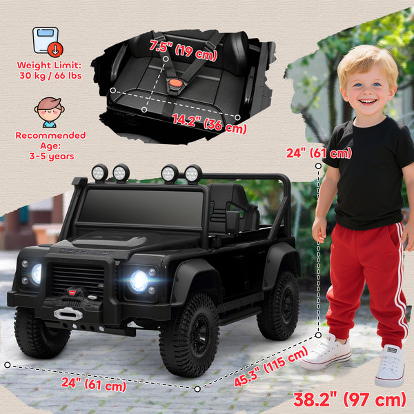 Land Rover Defender 12V Licensed with Remote Control, Black