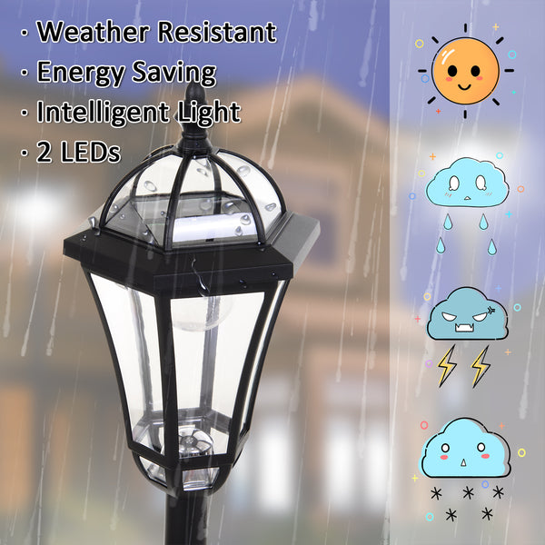 Set of 2 LED garden lights with automatic switch, black