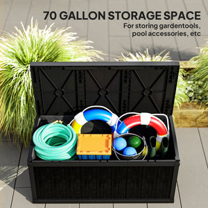 Outdoor Resin Storage Box with Handles, Waterproof for Garden Tools, Black