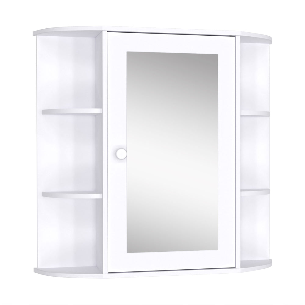 Wall-mounted medicine cabinet with mirror, door and shelves, white
