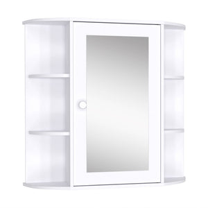 Wall-mounted medicine cabinet with mirror, door and shelves, white