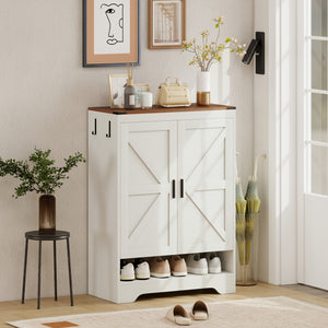 5-Tier Shoe Rack for 15 Pairs, Farmhouse Style, White