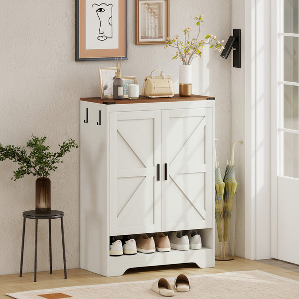 5-Tier Shoe Rack for 15 Pairs, Farmhouse Style, White