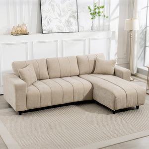 Sectional sofa with integrated seat, removable chaise longue, 2 cushions, beige