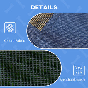 Elevated dog bed with canopy, dark blue