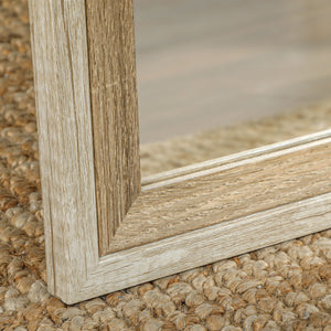 Full length standing mirror with frame, dark wood grain