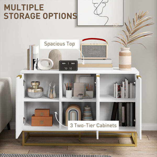 Storage sideboard with 3 doors and adjustable shelves, white