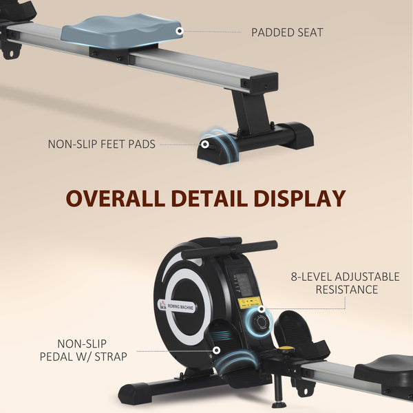 Adjustable Resistance Magnetic Rower with Digital LCD Display