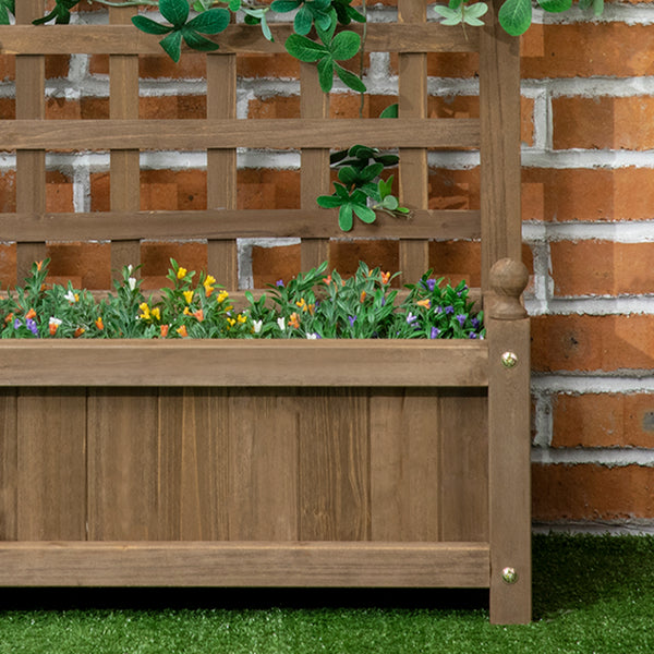 Planter with trellis for climbing plants, coffee color