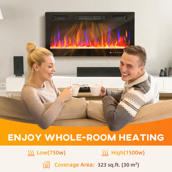 91cm Slim 1500W Electric Fireplace with Eco Mode and Auto Switch