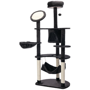 60" Multi-Level Plush Cat Tree, Dark Grey