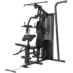 Multifunction home gym with 152 lb adjustable weight stack
