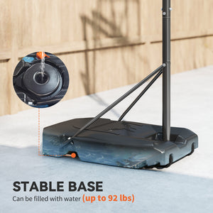 Adjustable basketball hoop from 1.25 to 2.60 m with unbreakable backboard