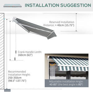 8' x 7' Retractable Awning, Patio Awnings, Sunshade Shelter with 280 g/m² UV & Water-Resistant Fabric and Aluminum Frame for Deck, Balcony, Yard, Green and White