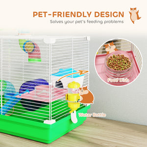 2-tier cage with tunnel for small rodents, green