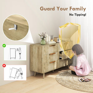 6-drawer fluted chest of drawers with pine legs