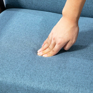 Accent chairs with linen upholstered seat, blue