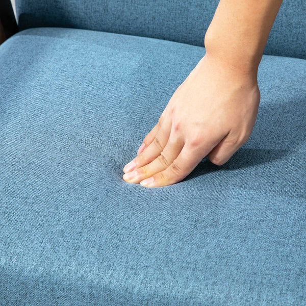 Accent chairs with linen upholstered seat, blue