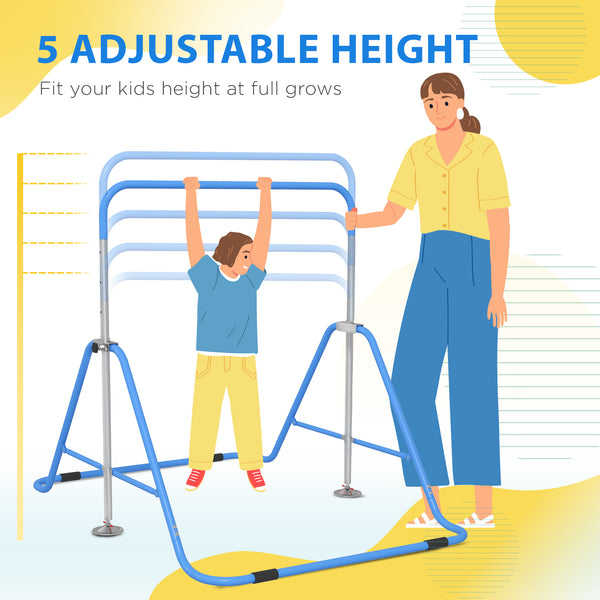 Foldable Gymnastics Bar for Kids with Adjustable Height, Blue