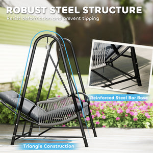 Hanging chair with stand and seat cushion included, light grey