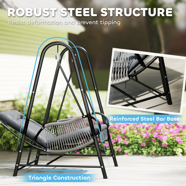Hanging chair with stand and seat cushion included, light grey