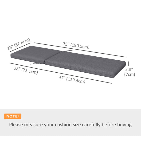 Set of 2 replacement cushions for sun loungers, grey