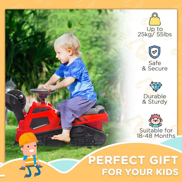 3 in 1 Rolling Compactor Excavator with Music, Red