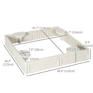 Sandpit with canopy and fabric cover, cream white