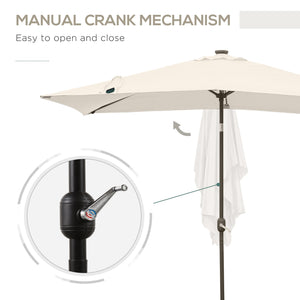 9.5-foot parasol with 22 solar LED lights and tilt, beige 