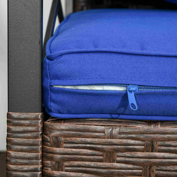 3-piece PE rattan garden set, dark blue
