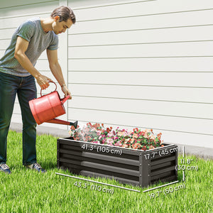 Set of 2 galvanized raised planters, dark grey