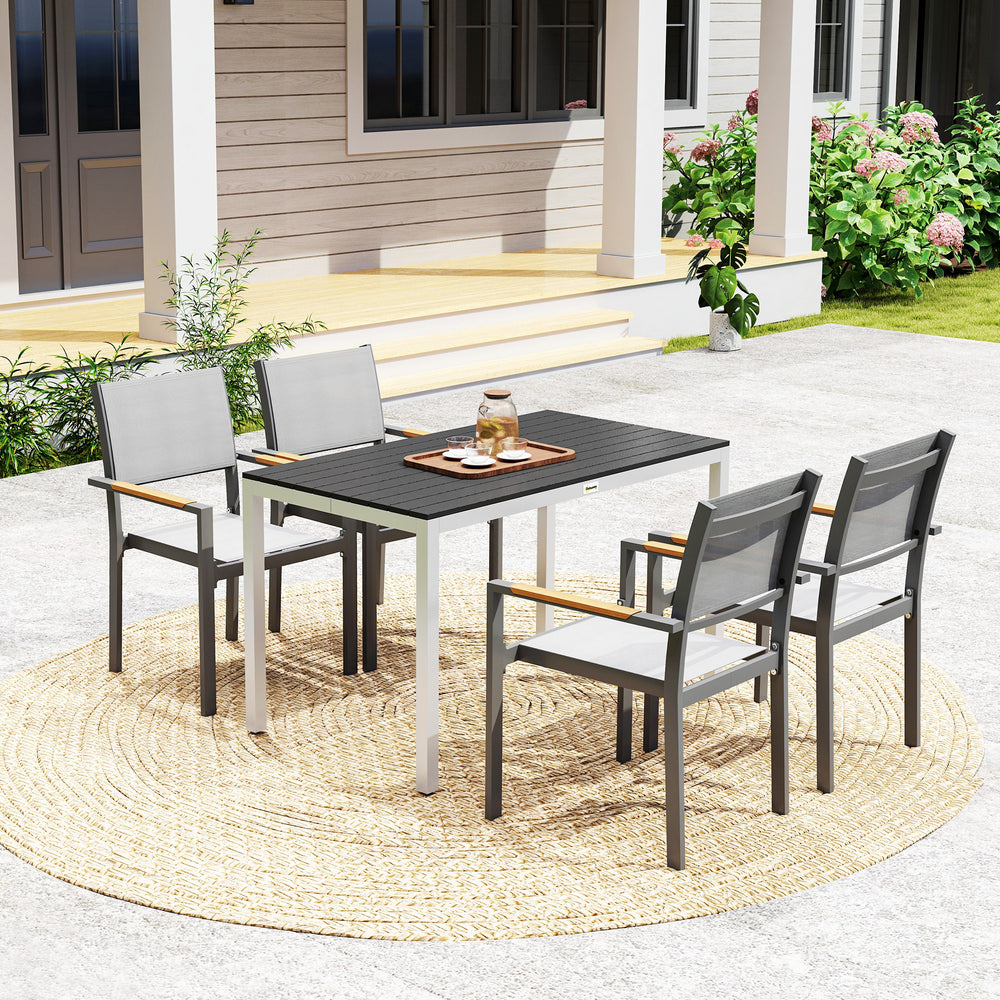 Dining table with rust-resistant aluminum frame, black