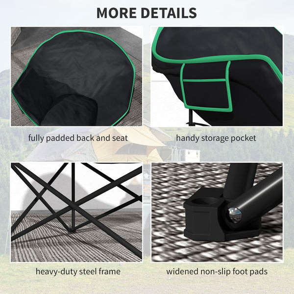 Folding padded saucer-shaped camping chair