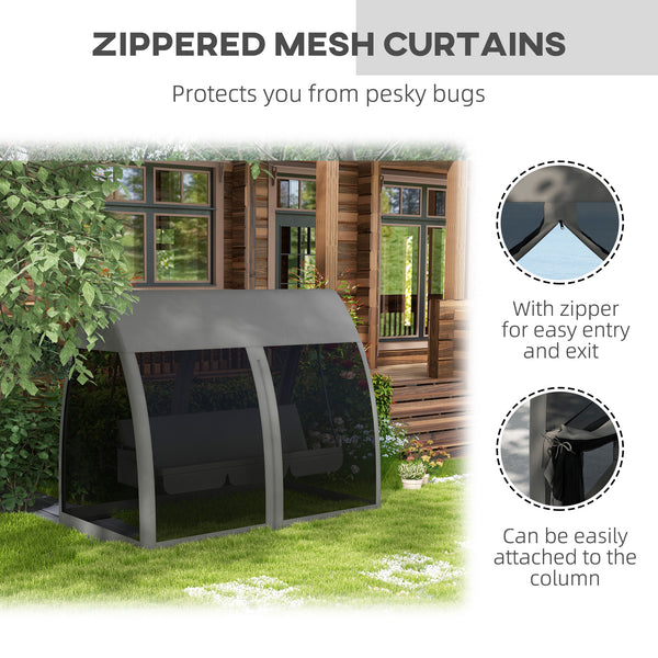 3-Seater Outdoor Swing Chair Chaise Lounger Bed Garden Hammock with Steel Stand, Canopy Netting Walls, Dark Grey