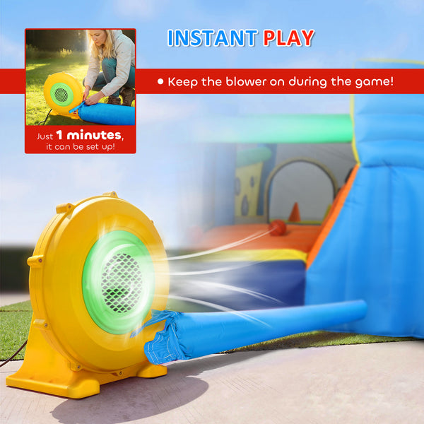 Inflatable bouncy castle for children with slide, ball pit, ball thrower and blower