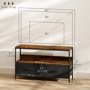 TV Stand with Charging Station and Open Shelf for 47-inch TVs, Rustic Brown