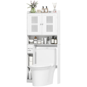 Toilet storage cabinet with adjustable shelf, paper holder, white
