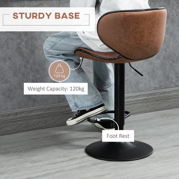 Set of 2 height-adjustable bar stools with swivel seats